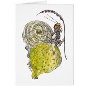 Cartão Fada Borboleta Fantasia Fofa Vintage com Asas