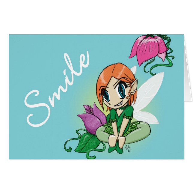 Cartão Fada de Flor (Frente horizontal)