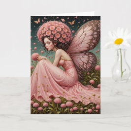 Cartão Fada de Flor Rosa