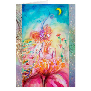 Cartão Fada de /Whimsical do ALTHEA na flor cor-de-rosa