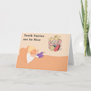 Cartão Fada Dente Deixando Dinheiro para o Menino