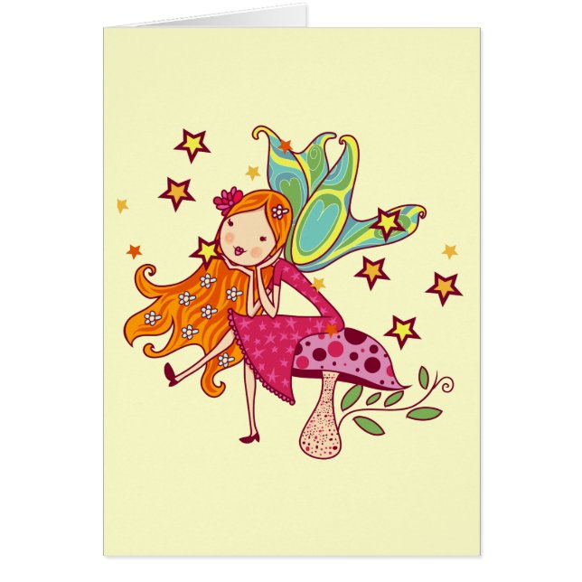 Cartão Fada do jardim no cogumelo (Frente)