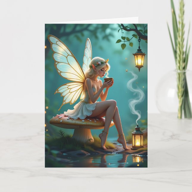 Cartão Fada e café eram considerados aniversário para ela (Frente)