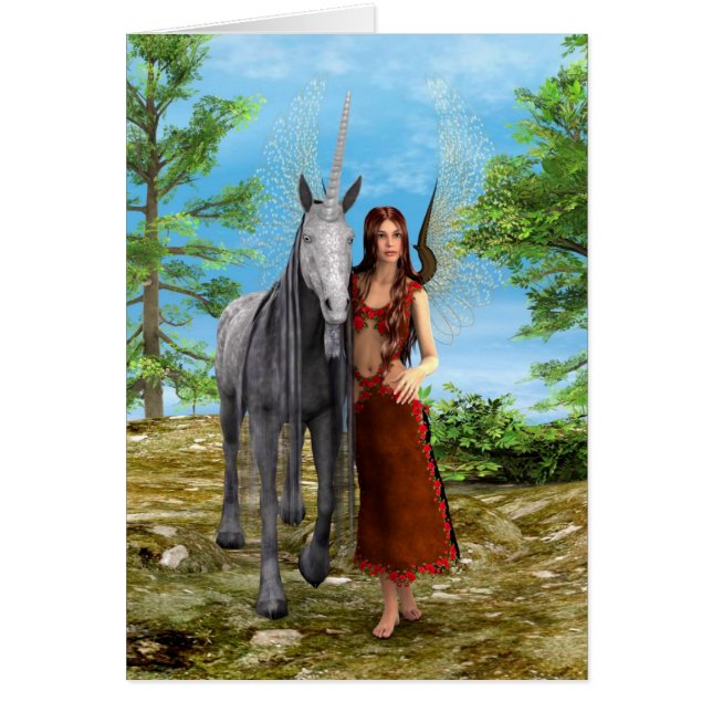 Cartão Fada e Unicórnio (Frente)