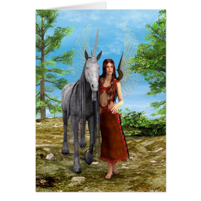 Cartão Fada e Unicórnio (Frente)