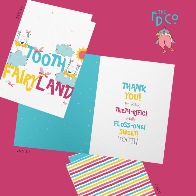 Cartão Fada Engraçada E Bonita Dos Dentes Obrigado Pun (Criador carregado)