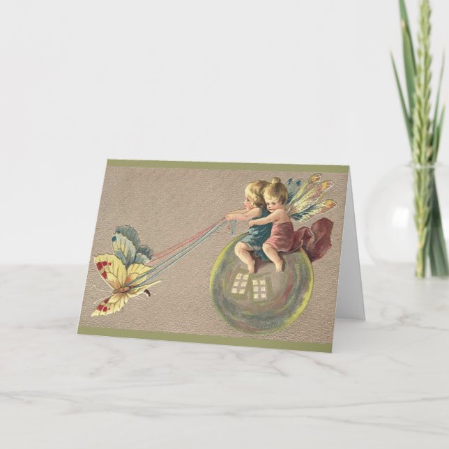 Cartão Fadas a Andar uma Bolha (Frente)