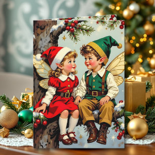 Cartão Fadas Vintage Fofas Personalizadas Natal Crianças