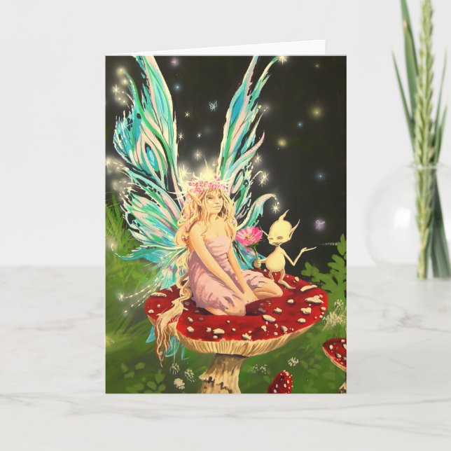 Cartão Faerie on a mushroom - Greeting Card by Neil (Frente)