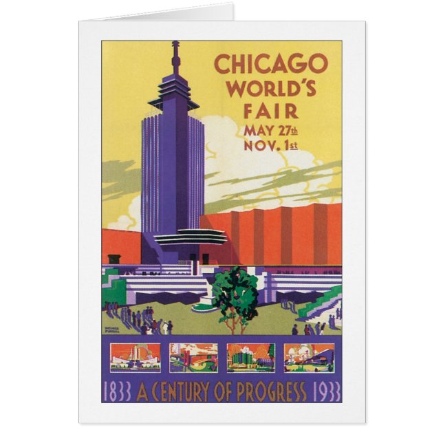 Cartão Fair Poster 1933 do Mundo de Chicago (Frente)