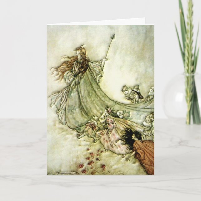 Cartão Fairies Away - Arthur Rackham (Frente)