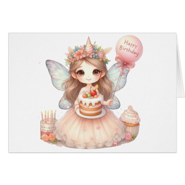 Cartão Fairy Birthday Card (Frente horizontal)