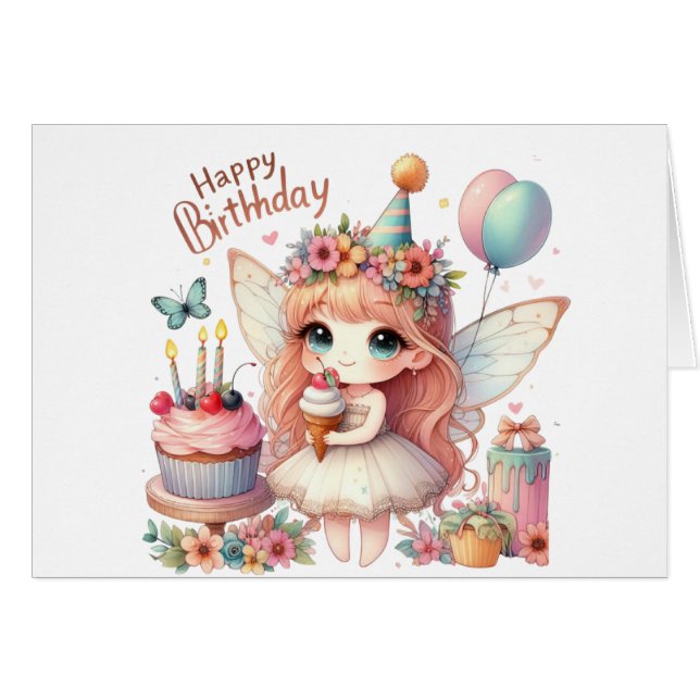 Cartão Fairy Birthday Card (Frente horizontal)