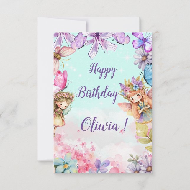 Cartão Fairy Birthday Princess Fairy Happy Birday (Frente)