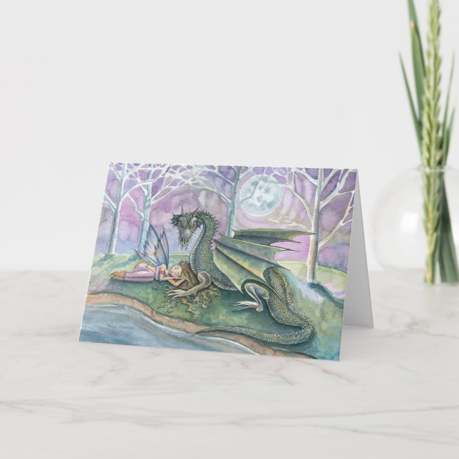 Cartão Fairy Dragon Greeting Card by Molly Harrison (Frente)