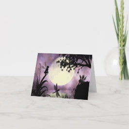 Cartão Fairy moonlit pond note card
