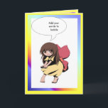 Cartão Fairy speech bubble, Wind in my skirt!<br><div class="desc">Fairy speech bubble card, ; fill in the speech bubble with your own message. Then customise the inside message, or leave it as it is, whatever you want to do!</div>