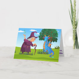 Cartão Fairy Tale Dragon Witry Castle