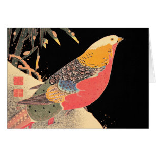 Cartão Faisão dourado na arte do pássaro de Itô Jakuch