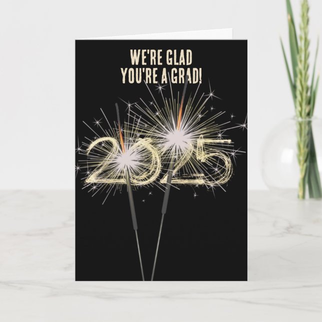 Cartão Faíscas De Graduação 2025 A Preto (Frente)