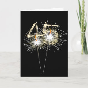 Cartão Faíscas do 45º aniversário em Preto