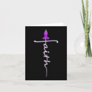 Cartão Faith Christian Cross Purple Ribbon Warrior Heimer