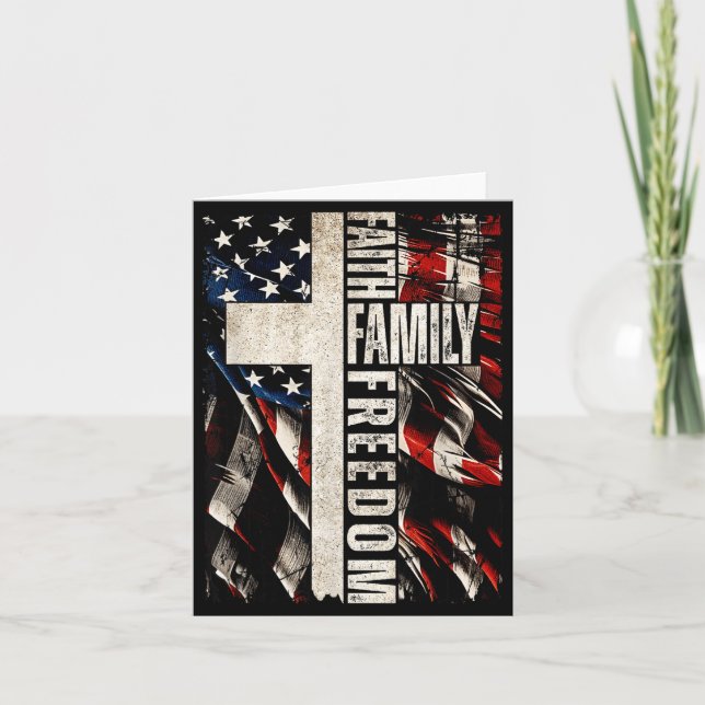 Cartão Faith Family Dom - Patriotic Christian Vintage Usa (Frente)