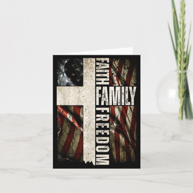 Cartão Faith Family Dom - Patriotic Christian Vintage Usa (Frente)