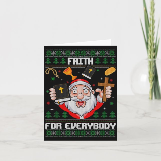 Cartão Faith For Everybody Santa Ugly Christmas Christian (Frente)