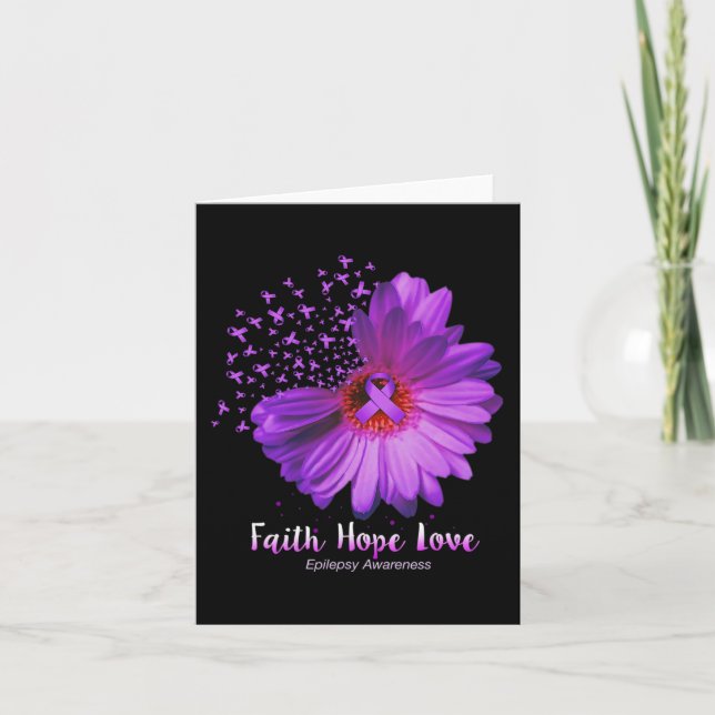 Cartão Faith Hope ama Consciência Epilepsia Girassol (Frente)