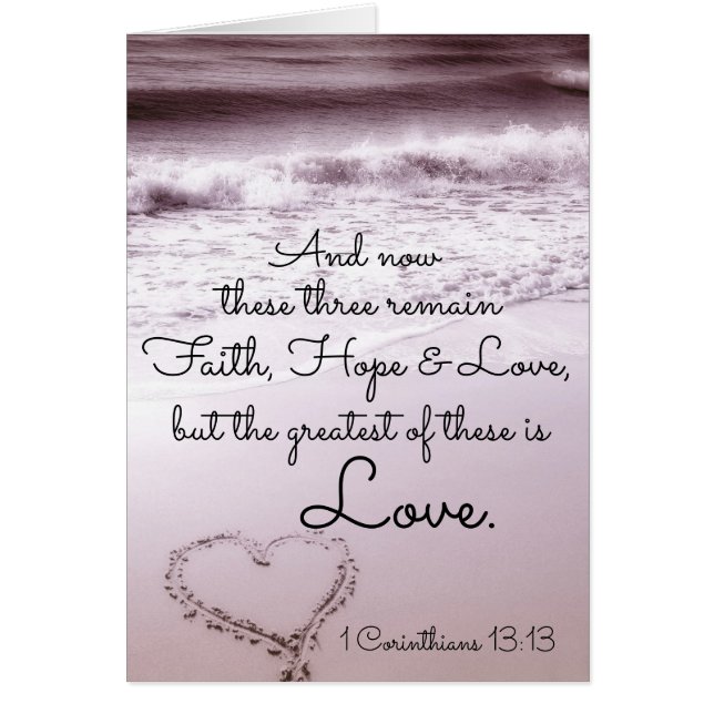 Cartão Faith Hope Love, 1 Corinthians 13:13, Beach Card (Frente)