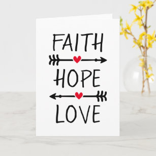 Cartão Faith Hope Love Boho Christian Arrow Red Heart