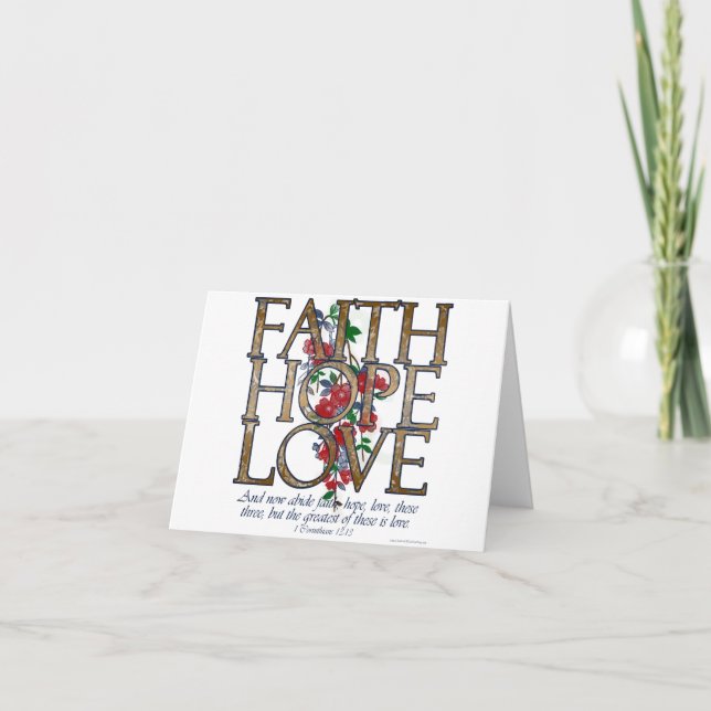 Cartão Faith Hope Love Christian Bible Verse Cards (Frente)