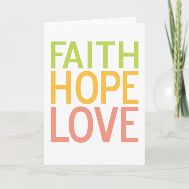 Cartão Faith Hope Love Greeting Card simples Design (Frente)