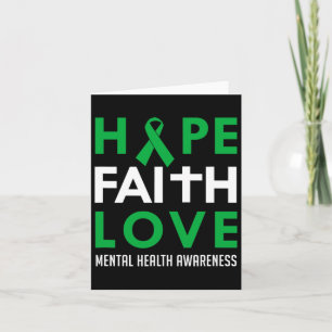 Cartão Faith Love Green Ribbon Saúde Mental Consciência