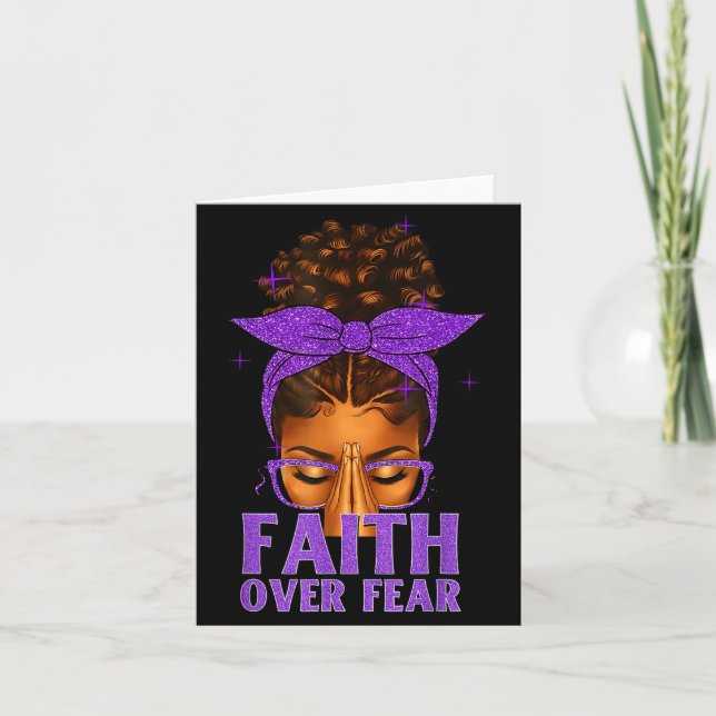 Cartão Faith Over Fear Black Women Afro Christian African (Frente)