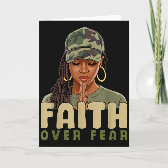 Cartão Faith Over Fear Christian Camo African American Af (Frente)