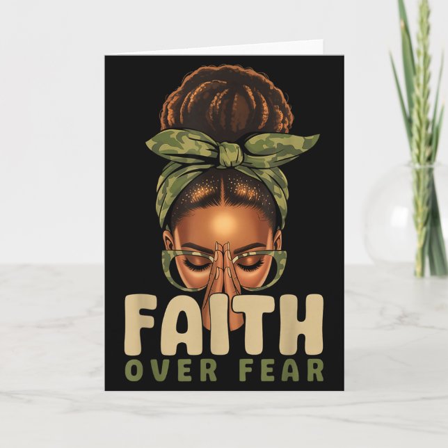 Cartão Faith Over Fear Christian Camo African American Af (Frente)