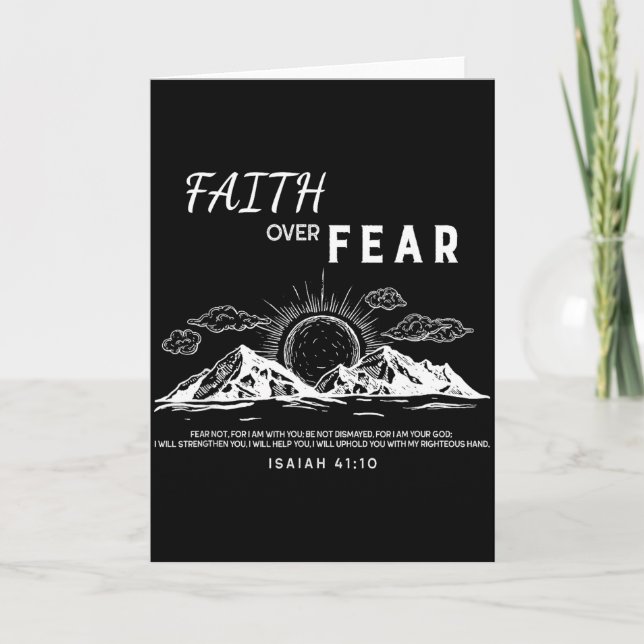 Cartão Faith Over Fear - Isaiah 41_10 Bible Verse  (Frente)