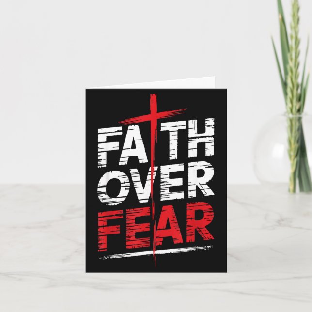 Cartão Faith Over Fear With Cross Christian Men  (Frente)