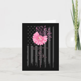 Cartão Faith Pink Ribbon Daisy Flor Americana Flag Breas