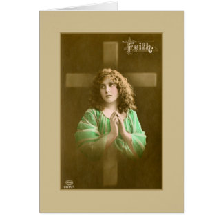 Cartão Faith Vintage, 1900, fotografa girl rezando
