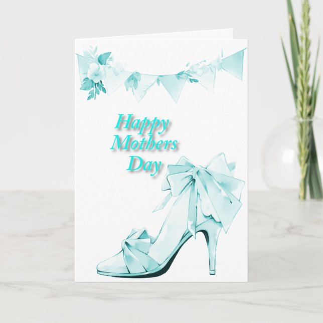 Cartão Faixa e Sapato em Azul Turquesa (Frente)