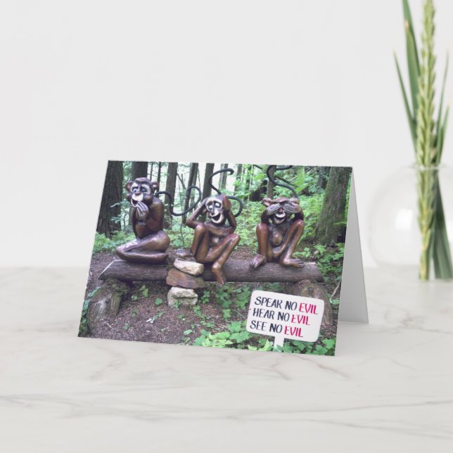 Cartão fala sem mau não ouve nenhum mau não vê placas mau (Frente)