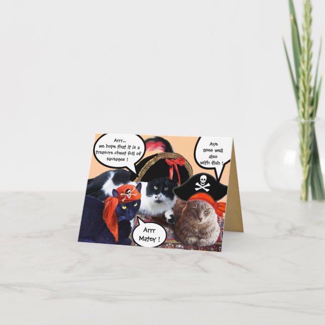 CARTÃO FALANDO EM GATOS PIRATOS, MAPAS DE TRATAMENTO DE P (Frente)