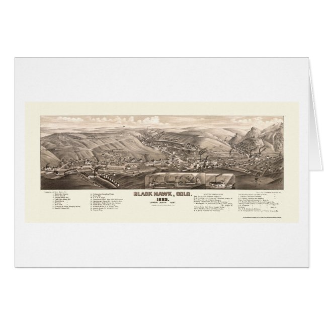 Cartão Falcão preto, mapa panorâmico do CO - 1882 (Frente Horizontal)