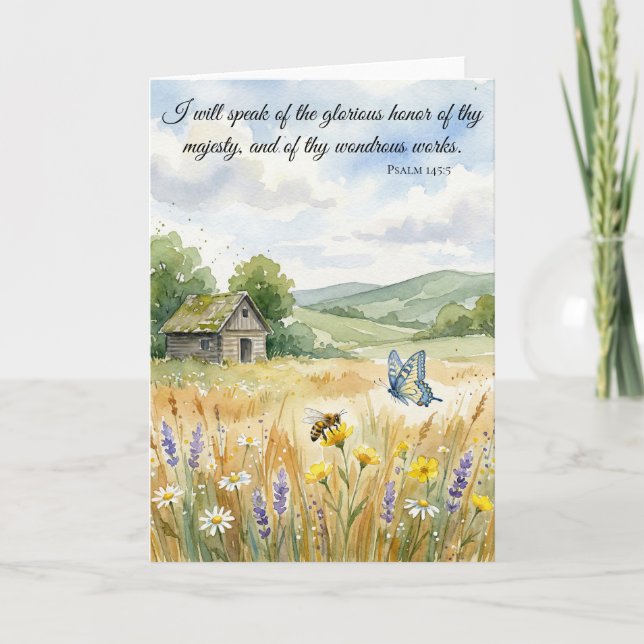 Cartão Falem das Obras Gloriosas de Deus! Salmo 145:5 (Frente)