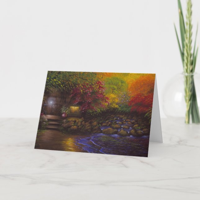 Cartão Fall Cabin Greeting Card (Frente)