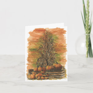 Cartão Fall Corn and Pumpkins Blank Card