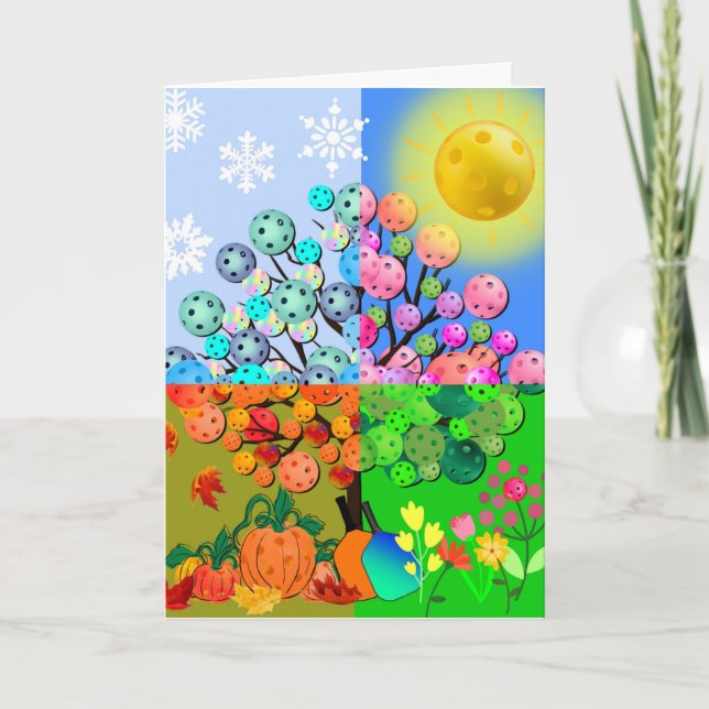 Cartão Fall de inverno com Primavera de Verão da Estação  (Frente)